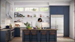 Sub-zero refrigerator in a moder in kitchen